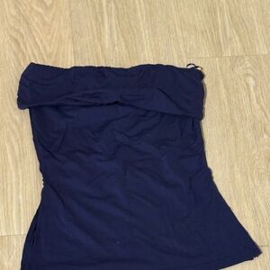 Navy Blue Strapless Foldover Top